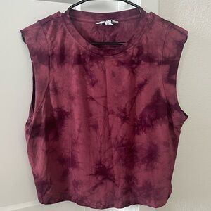 JoyLab Burgundy Tie-Dye Sleeveless Crewneck Tank